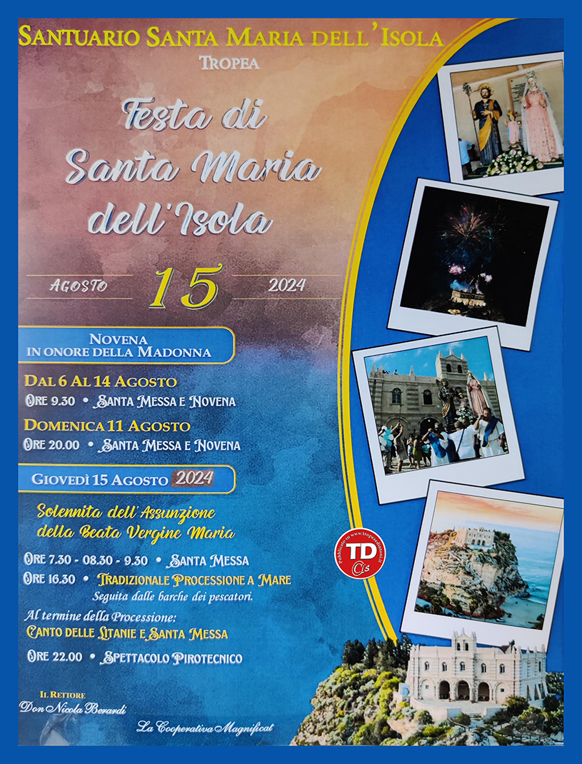 #Tropeanite: Festa Santa Maria dell’Isola.
Il 15 agosto 2024 la tradizionale processione in mare.