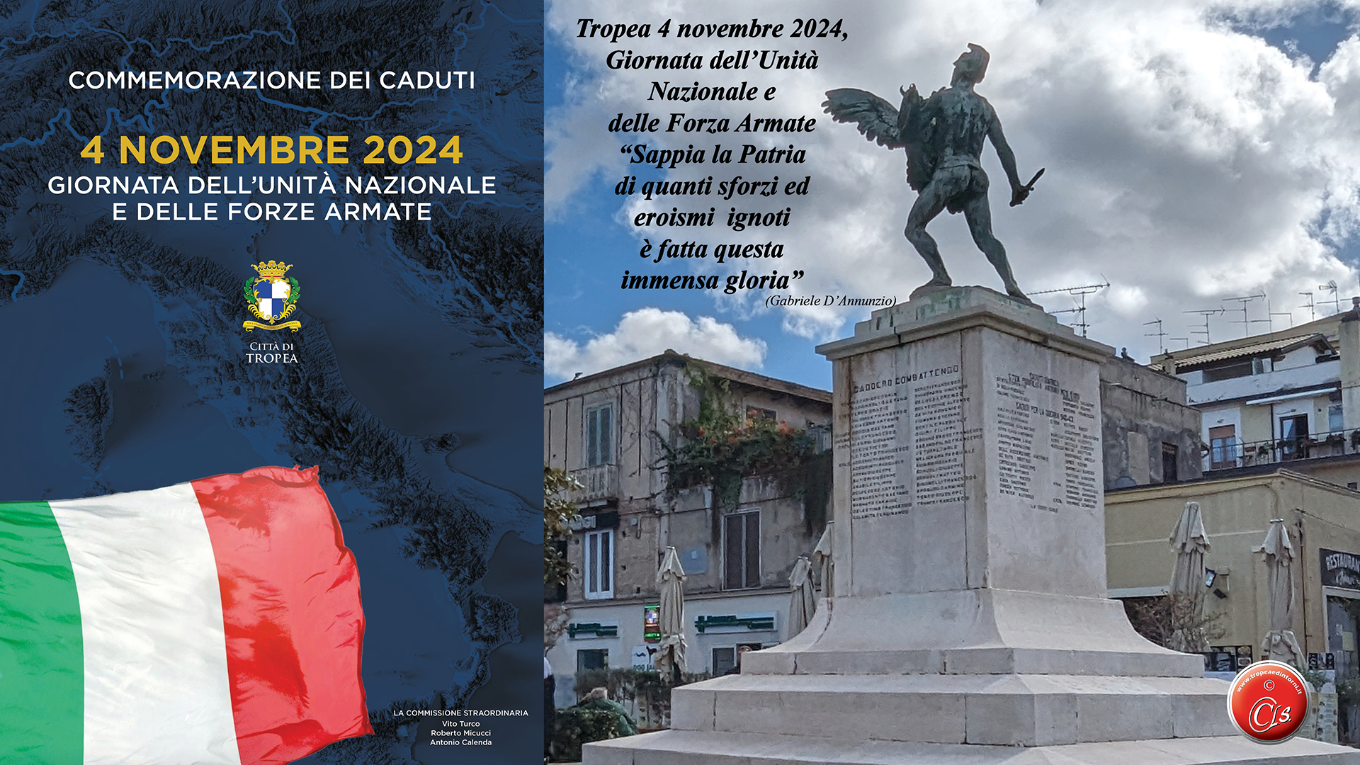 Tropea 4 novembre 2022, Giornata dell’Unità Nazionale e delle Forza Armate “Sappia la Patria di quanti sforzi ed eroismi ignoti è fatta questa immensa gloria” (Gabriele D’Annunzio)