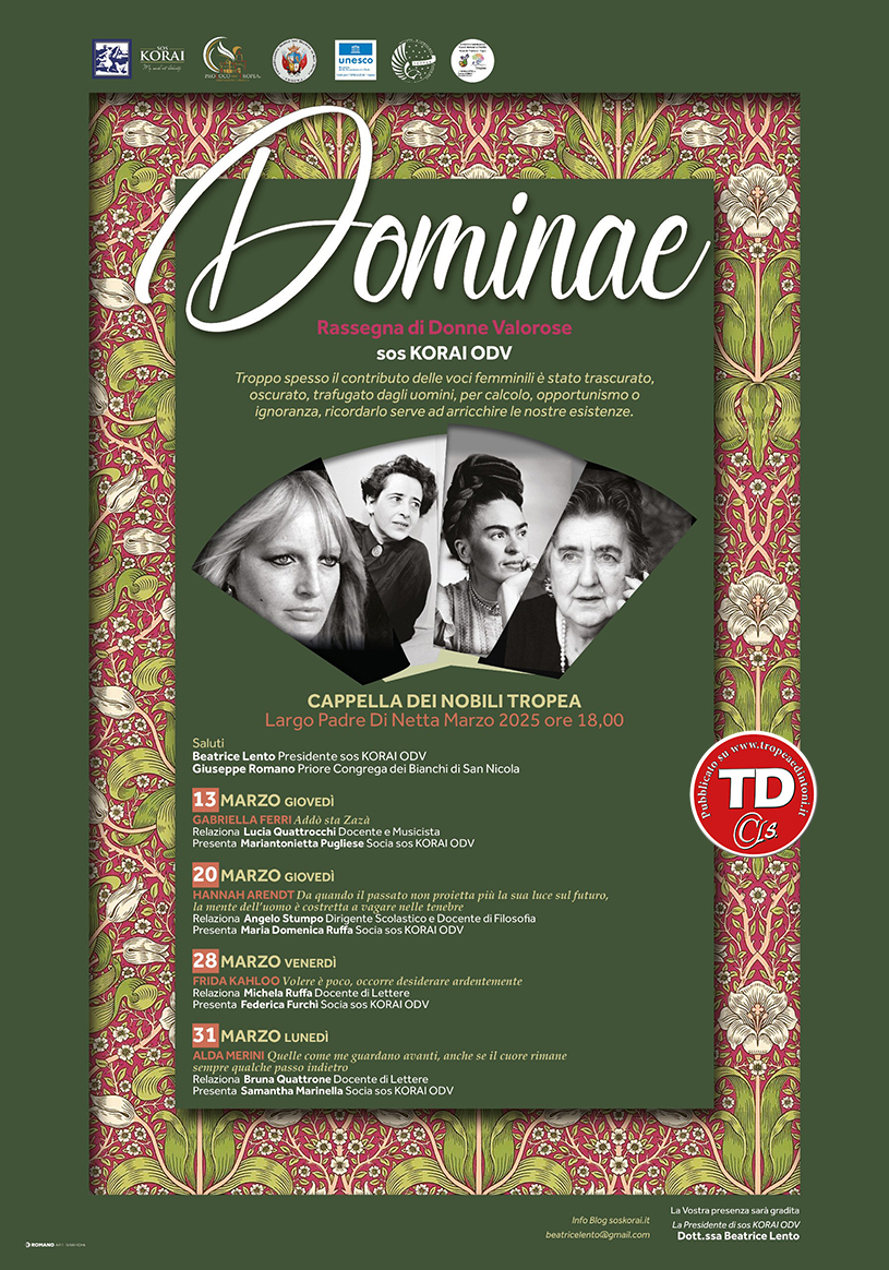 #tropeanite-dal 13 marzo, le storie di Gabriella Ferri, Hannah Arendt, Frida Kahlo e Alda Merini