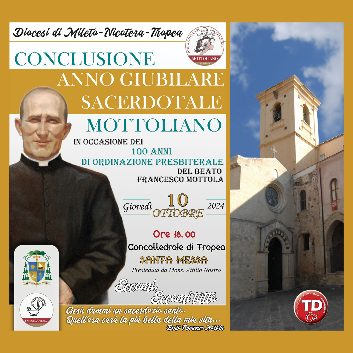 Beato Francesco Mottola, conclusione anno Giubilare Sacerdotale 28 09 2024
