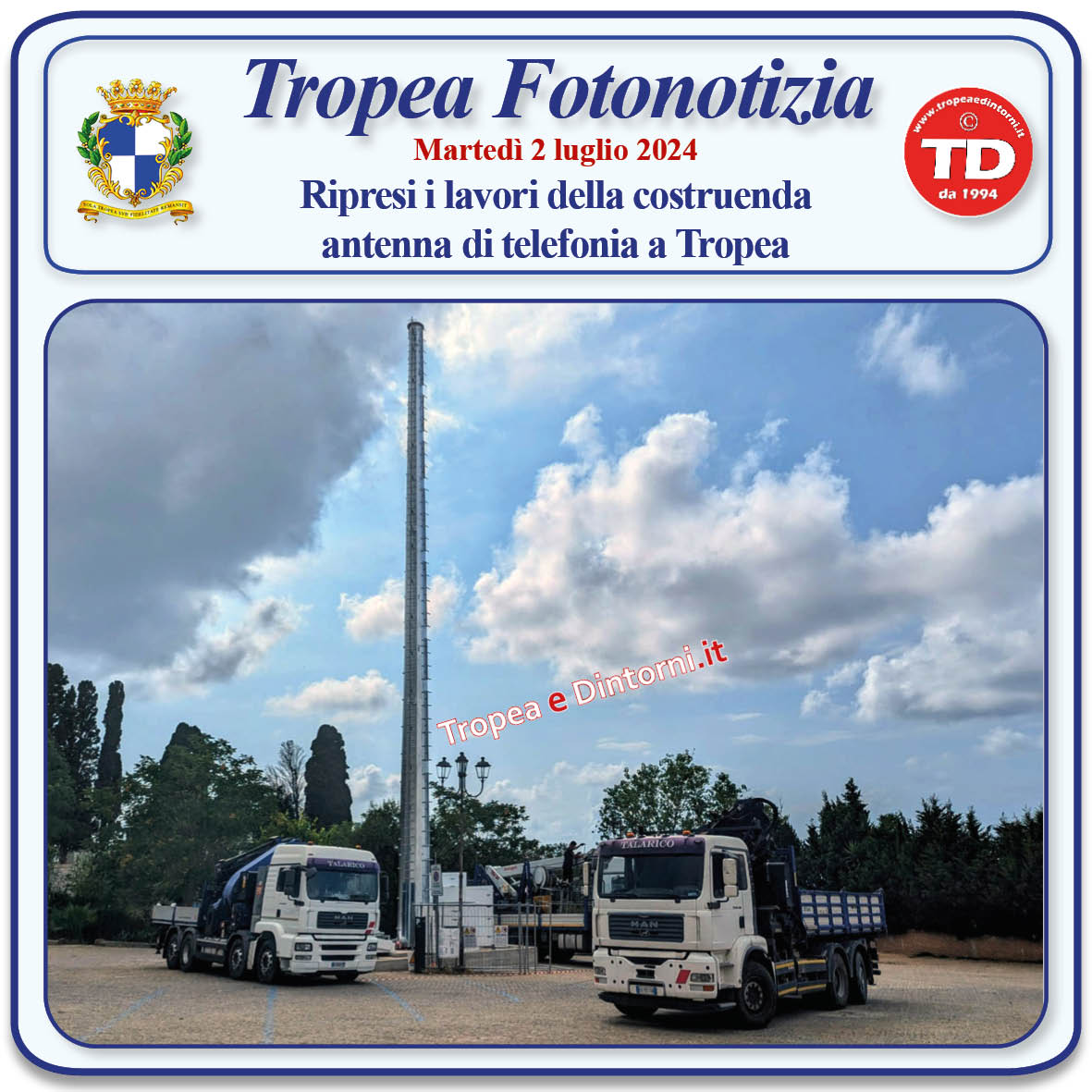 #tropeanite: costruenda antenna di telefonia a Tropea