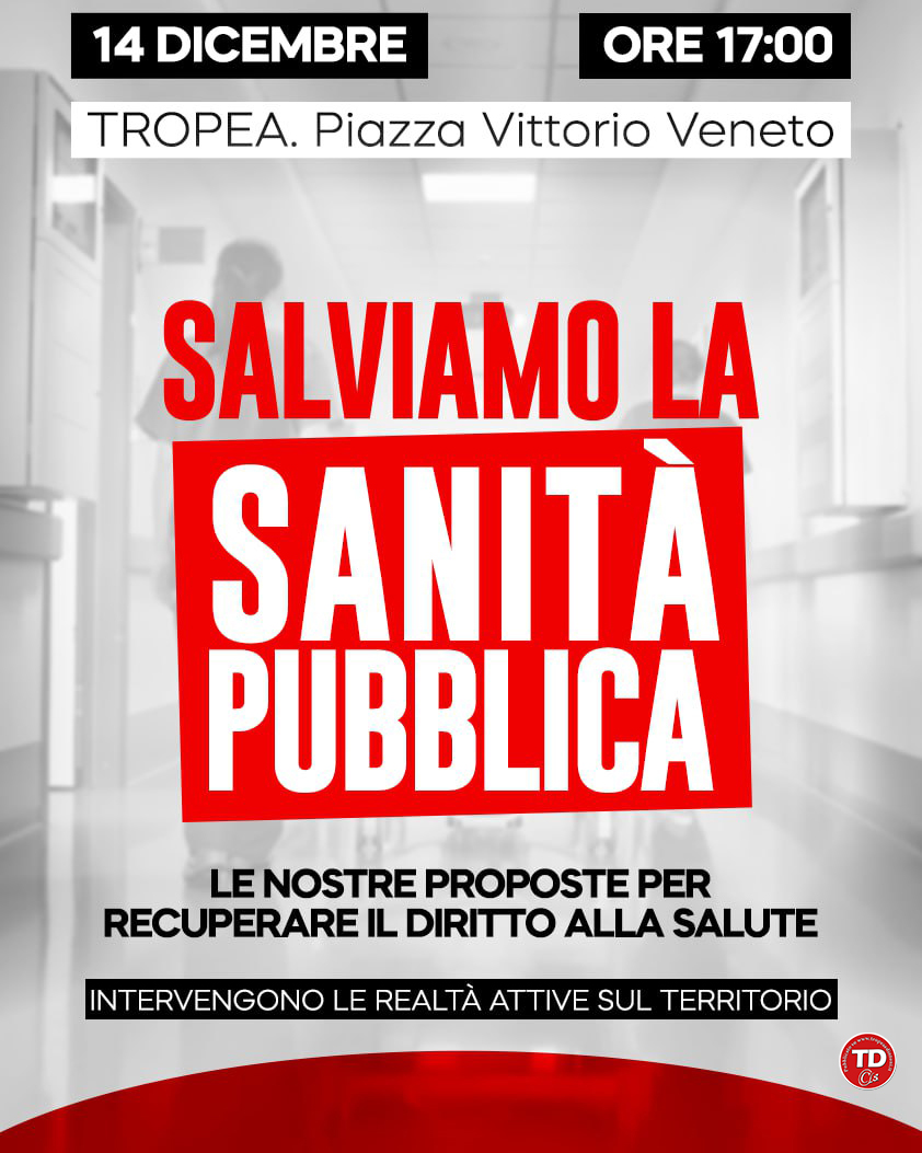 #tropeanite: Sabato 14 dicembre 2024, alle ore 17:00, Piazza Vittorio Veneto.